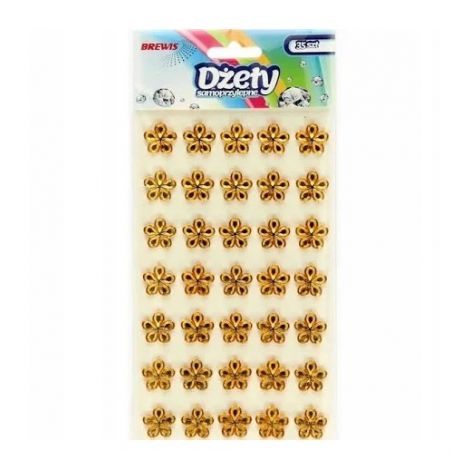 Dżety samoprzylepne Brewis Kwiatki 35szt, Złote